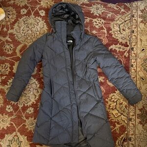 Women's Gray Quilted Hooded Coat